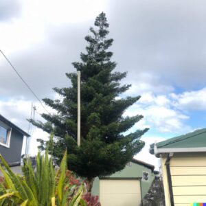 tree in backyard new zealand being removed